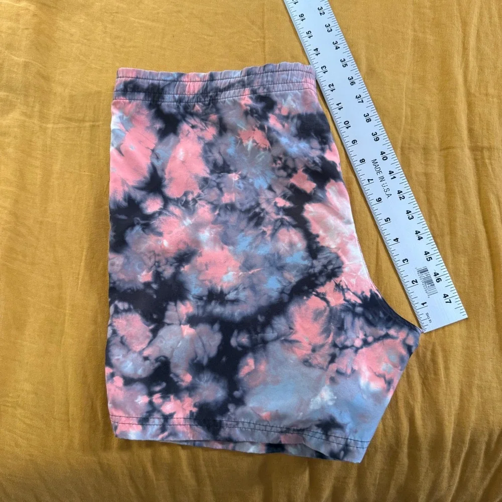 Vans Mens Tie Dye Swim Trunks Pink Grey Blue Elastic Waist Board Shorts Large